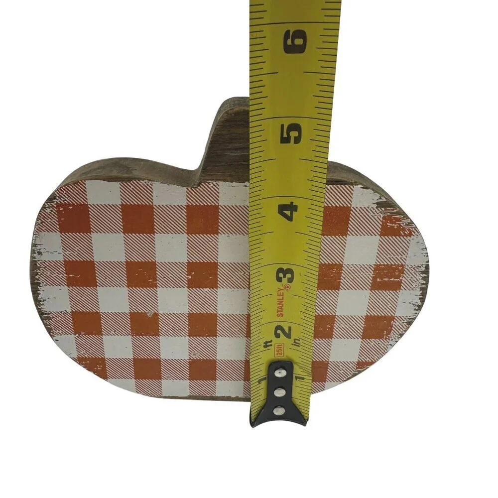 Rustic Orange Buffalo Plaid Pumpkin 5in Collins Fall Autumn Tiered Tray Decor